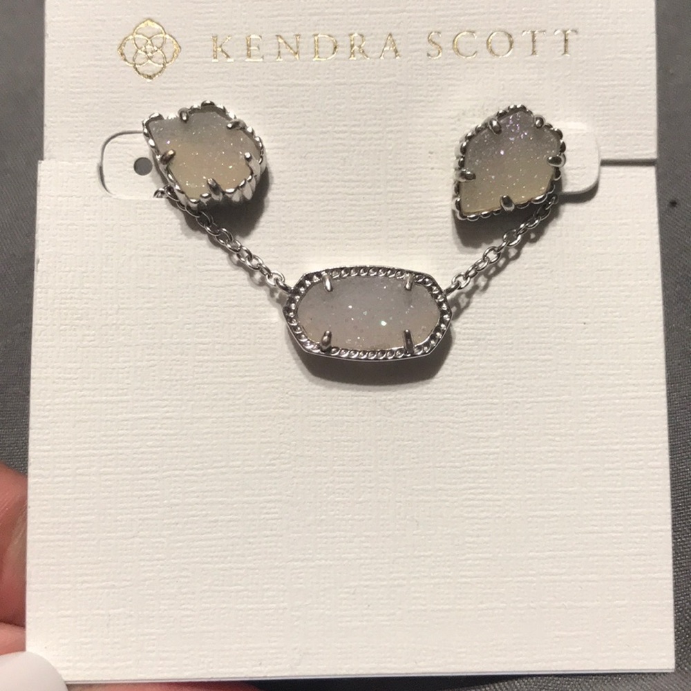 Sliver White drusy and matching earrings